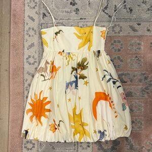 Zara Cream Mini Dress with Orange and Yellow Print